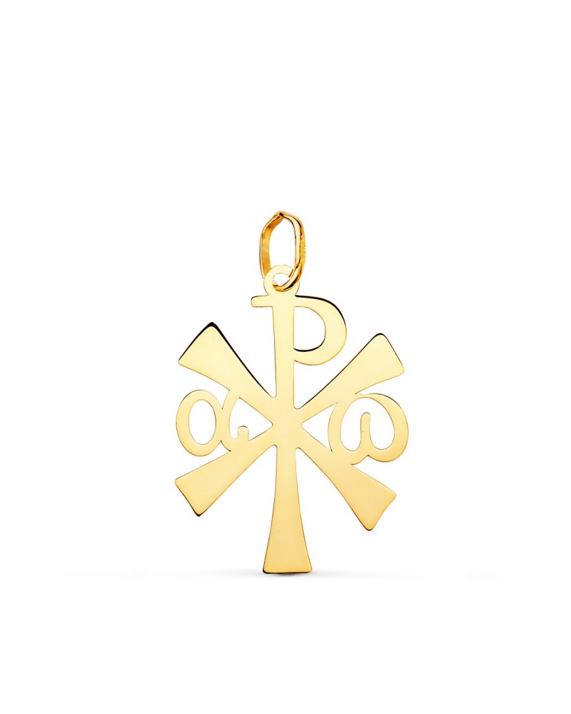 Colgante oro 18k cruz Crismón 22x14mm