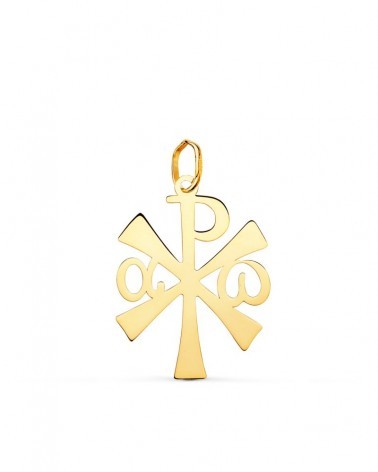 Colgante oro 18k cruz Crismón 22x14mm
