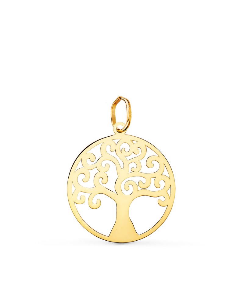 Colgante oro 18k árbol de la vida círculo 20mm