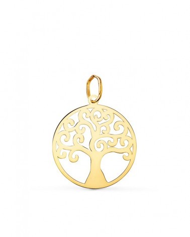 Colgante oro 18k árbol de la vida círculo 20mm