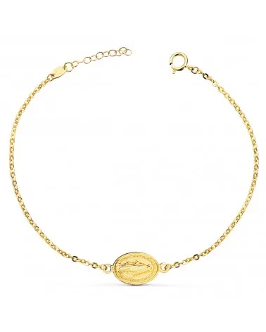 Pulsera oro 18k medalla Virgen Milagrosa 13x10mm