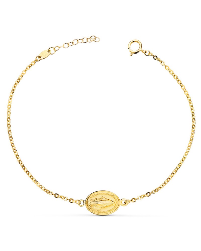 Pulsera oro 18k medalla Virgen Milagrosa 13x10mm