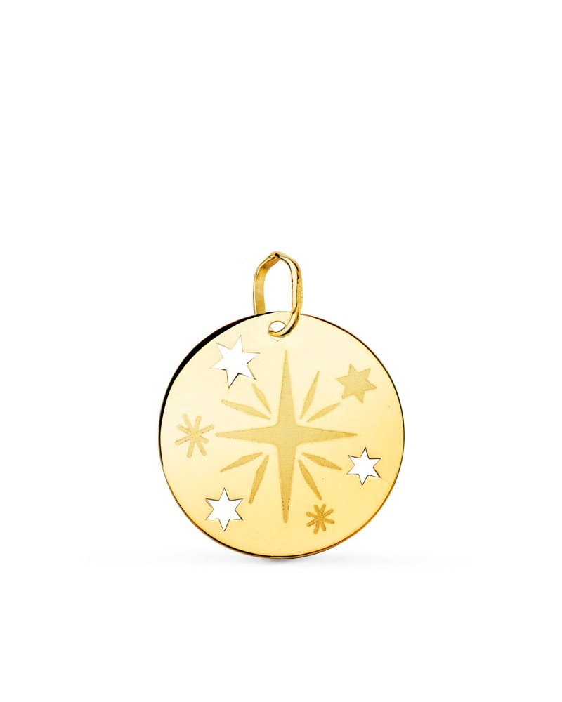 Colgante oro 18k rosa de los vientos grabada 18mm
