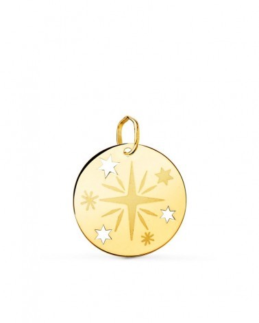 Colgante oro 18k rosa de los vientos grabada 18mm