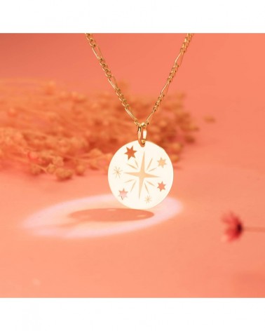 Colgante oro 18k rosa de los vientos grabada 18mm