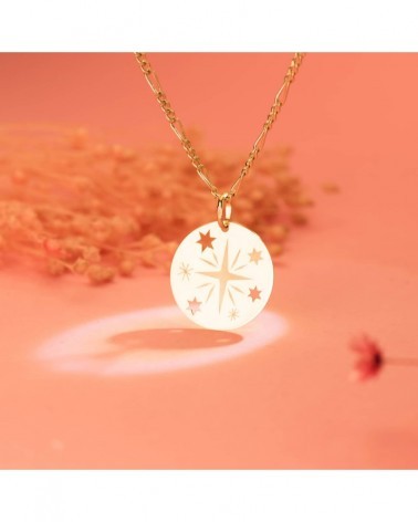Colgante oro 18k rosa de los vientos grabada 18mm