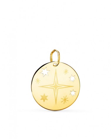 Colgante oro 18k rosa de los vientos grabada 18mm