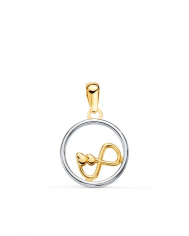 Colgante oro 18k bicolor infinito corazón 13mm