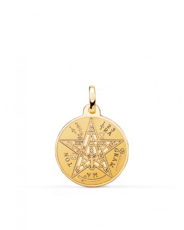 Colgante oro 18k Tetragrámaton disco 18mm
