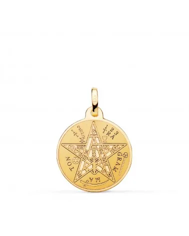 Colgante oro 18k Tetragrámaton disco 18mm