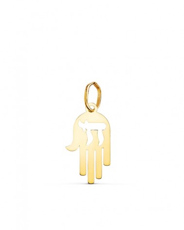 Colgante oro 18k Jai mano simbólica 17,5x10mm