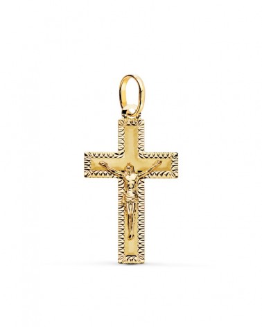 Cruz oro 18k amarillo con Cristo tallada 27x16mm