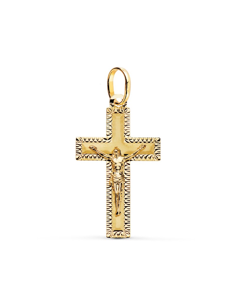 Cruz oro 18k amarillo con Cristo tallada 27x16mm