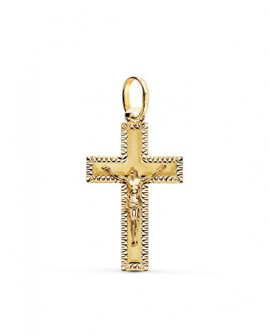 Cruz oro 18k amarillo con Cristo tallada 27x16mm