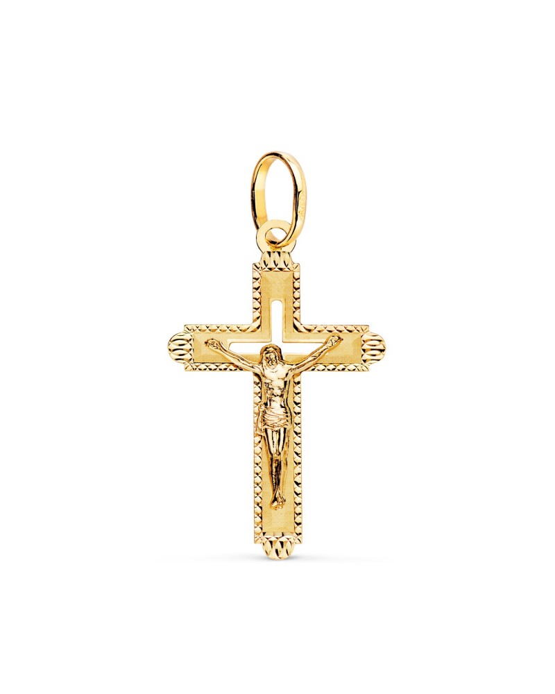 Cruz oro 18k amarillo con Cristo tallada 27x17mm