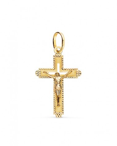 Cruz oro 18k amarillo con Cristo tallada 27x17mm