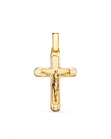 Cruz oro 18k con Cristo acabado brillo 25x17mm