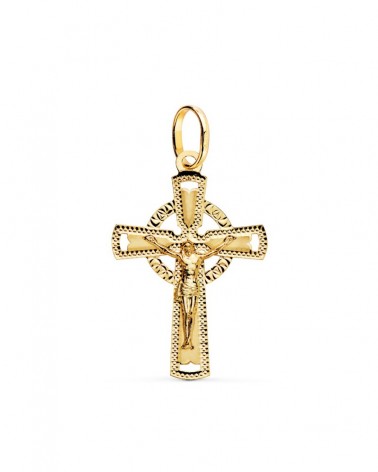 Cruz oro 18k amarillo con Cristo tallada 28x18mm