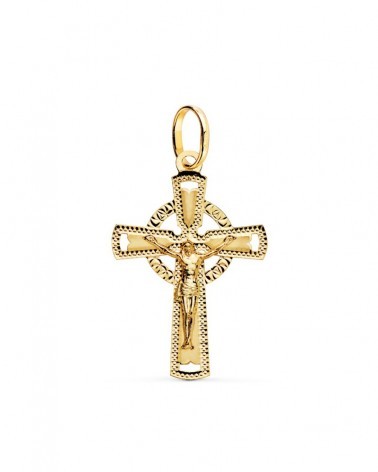 Cruz oro 18k amarillo con Cristo tallada 28x18mm