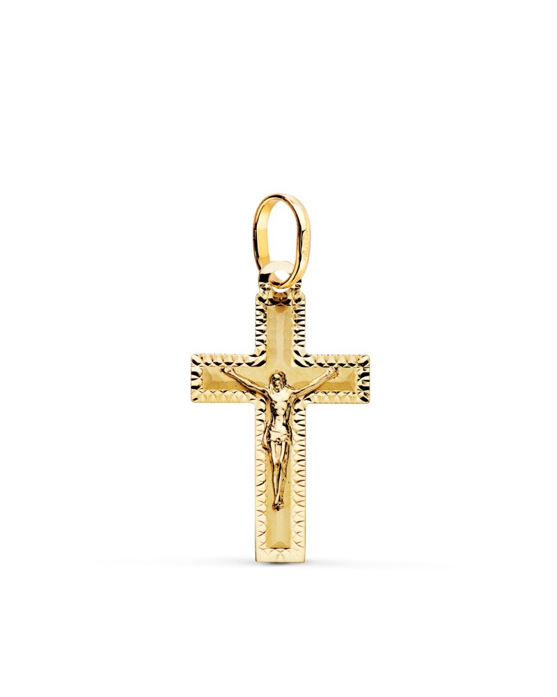 Cruz oro 18k amarillo con Cristo tallado 23x13mm