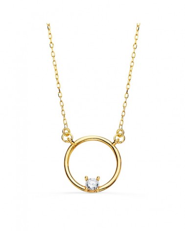 Gargantilla oro 18k amarillo círculo circonita 12mm