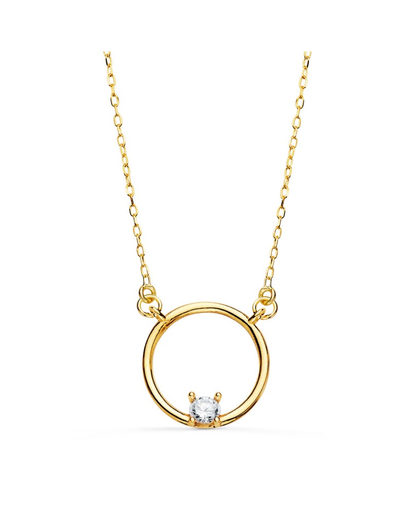 Gargantilla oro 18k amarillo círculo circonita 12mm