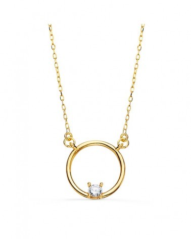 Gargantilla oro 18k amarillo círculo circonita 12mm