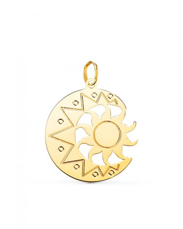 Colgante oro 18k luna y sol calado 22x21mm