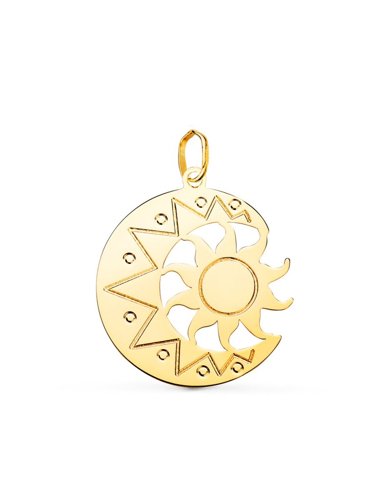 Colgante oro 18k luna y sol calado 22x21mm