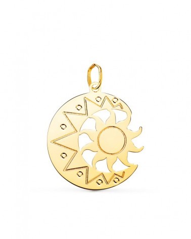 Colgante oro 18k luna y sol calado 22x21mm