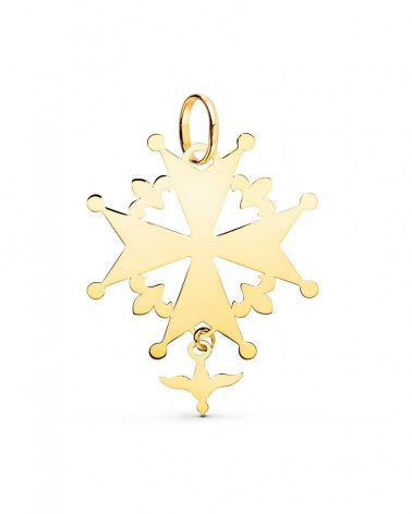 Cruz hugonote oro 18k amarillo paloma 32x25mm