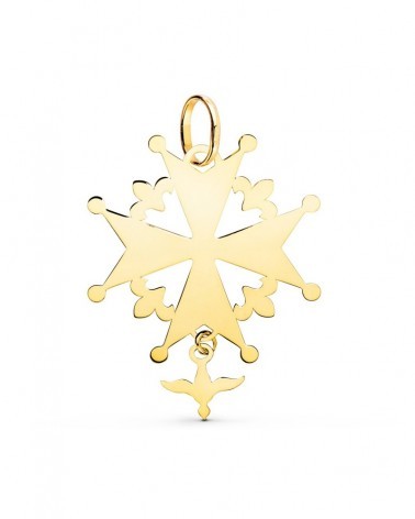 Cruz hugonote oro 18k amarillo paloma 32x25mm