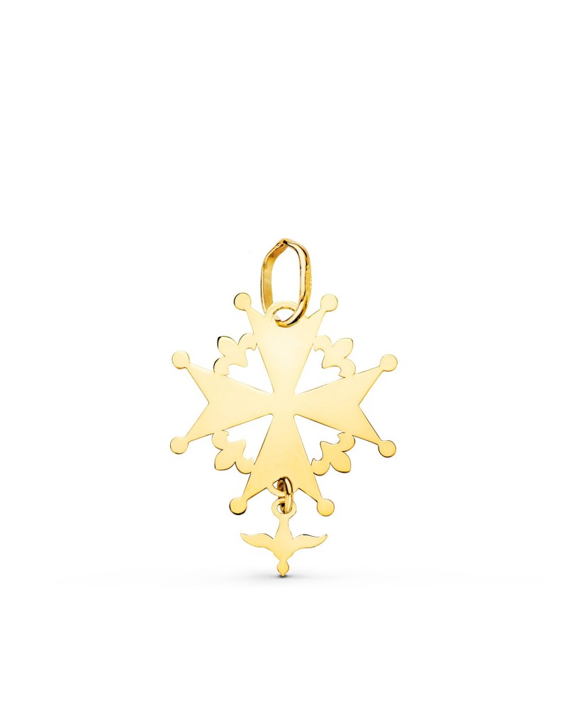 Cruz oro 18k hugonote con paloma 21x16mm