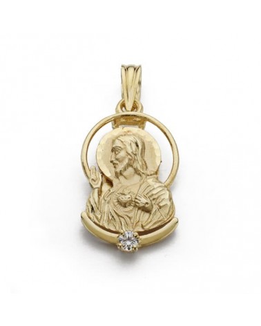 Medalla oro 18k Sagrado Corazón de Jesús 21x11 mm