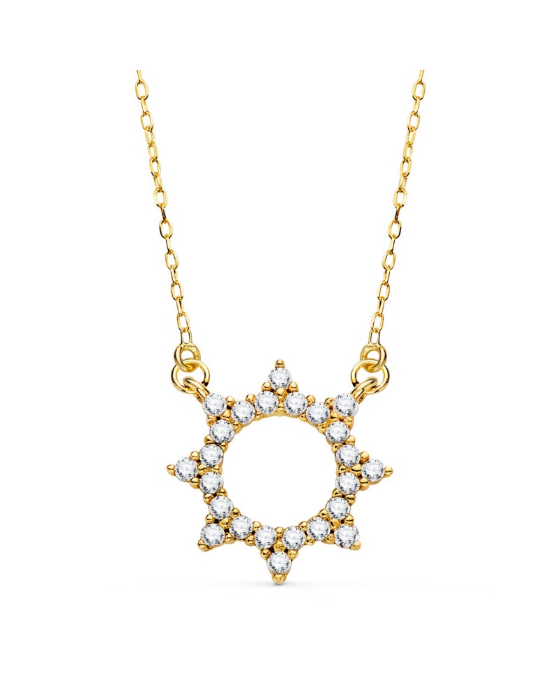 Gargantilla oro 18k colgante estrella circonitas 42cm