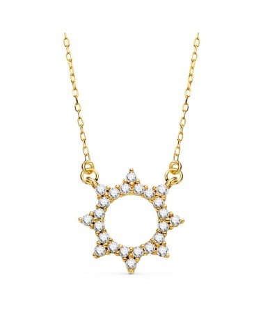 Gargantilla oro 18k colgante estrella circonitas 42cm