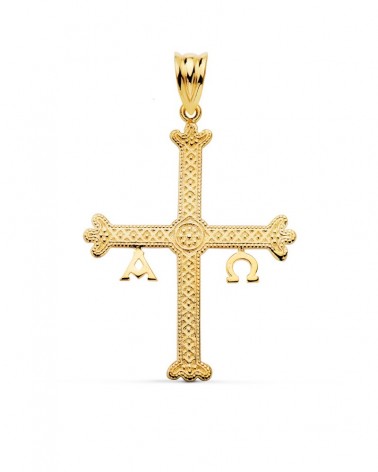 Cruz oro 18k Covadonga alfa omega 37x28mm