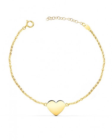 Pulsera oro 18k amarillo corazón brillo