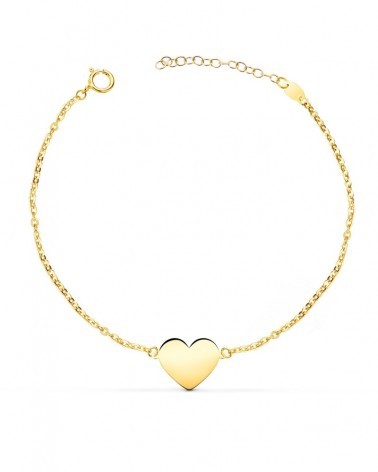 Pulsera oro 18k amarillo corazón brillo