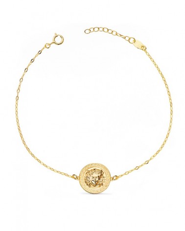 Pulsera oro 18k amarillo medallón Medusa 18cm