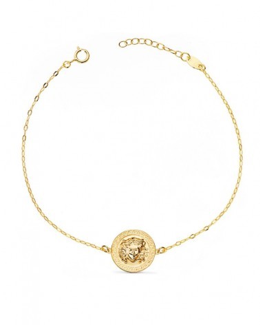 Pulsera oro 18k amarillo medallón Medusa 18cm