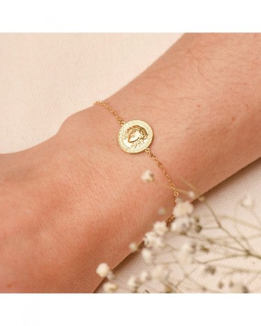 Pulsera oro 18k amarillo medallón Medusa 18cm