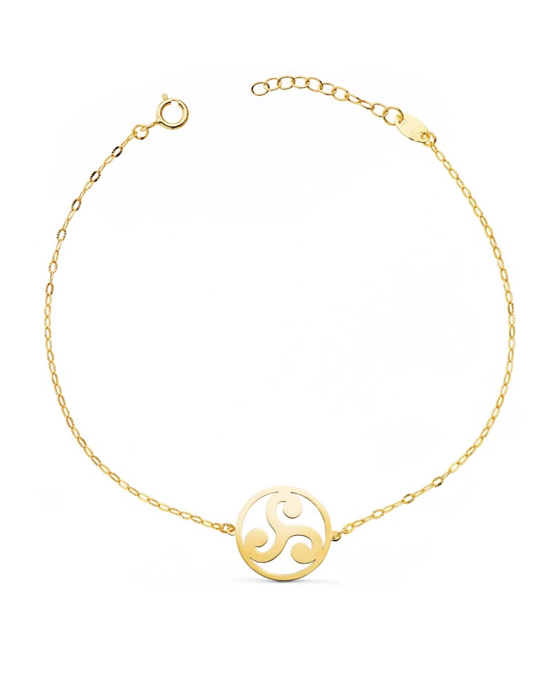 Pulsera oro 18k trisquel cadena tallada 18cm
