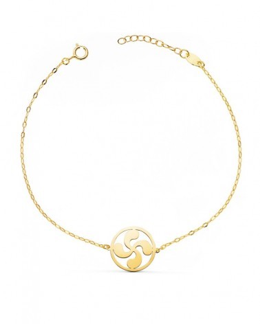 Pulsera oro 18k lauburu cadena tallada 17cm