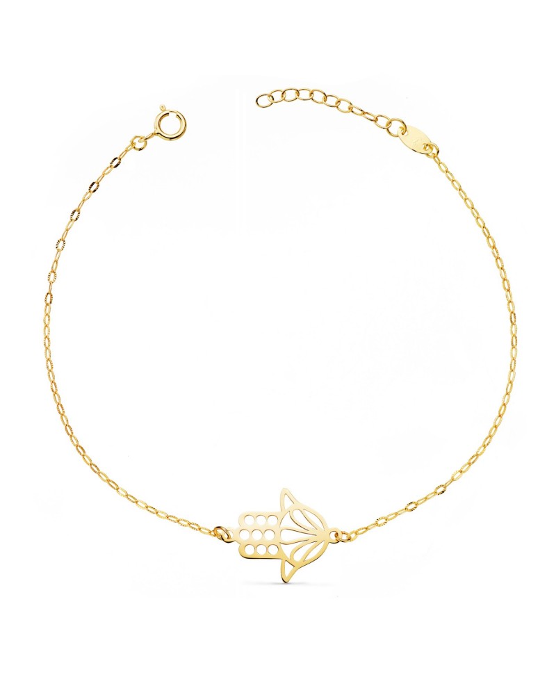 Pulsera oro 18k mano de Fátima cadena tallada