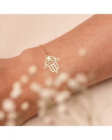 Pulsera oro 18k mano de Fátima cadena tallada