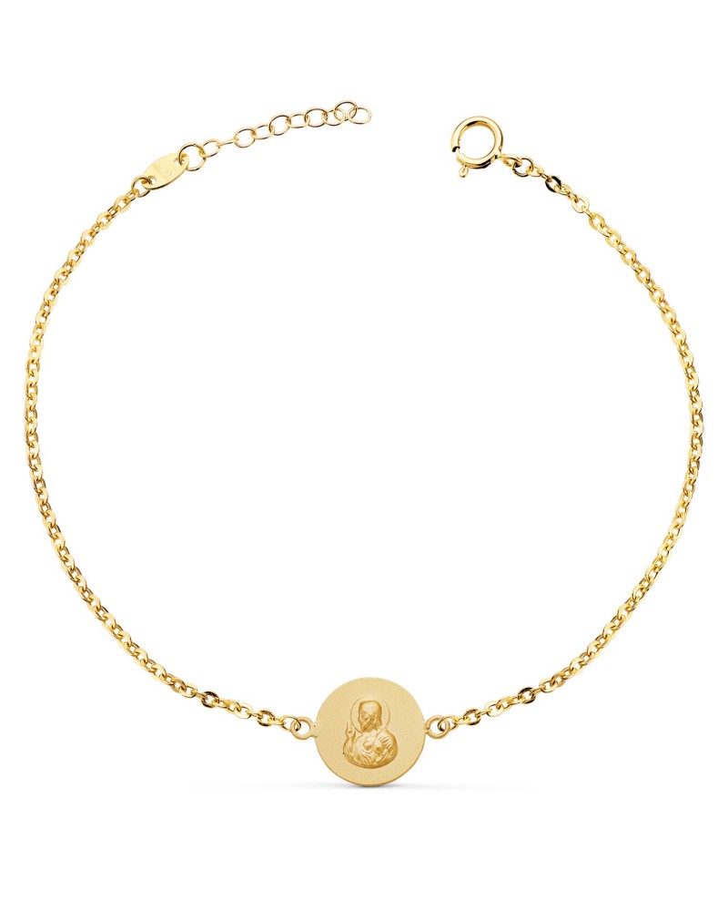 Pulsera oro 18k escapulario 12mm