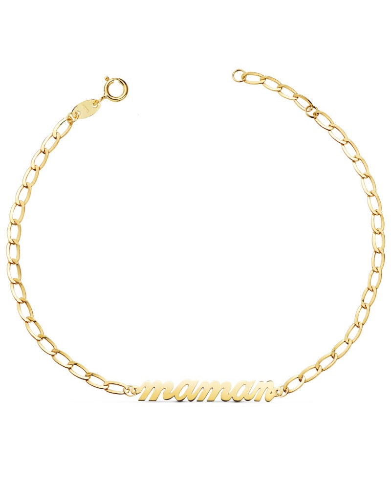 Pulsera oro 18k mamá cadena eslabones 20 cm