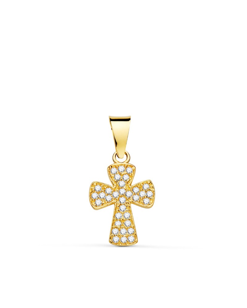 Cruz oro 18k circonitas blancas 14x9mm
