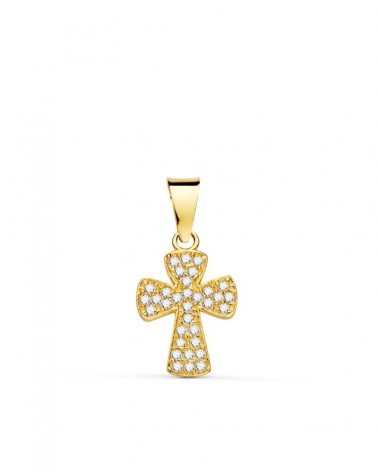 Cruz oro 18k circonitas blancas 14x9mm